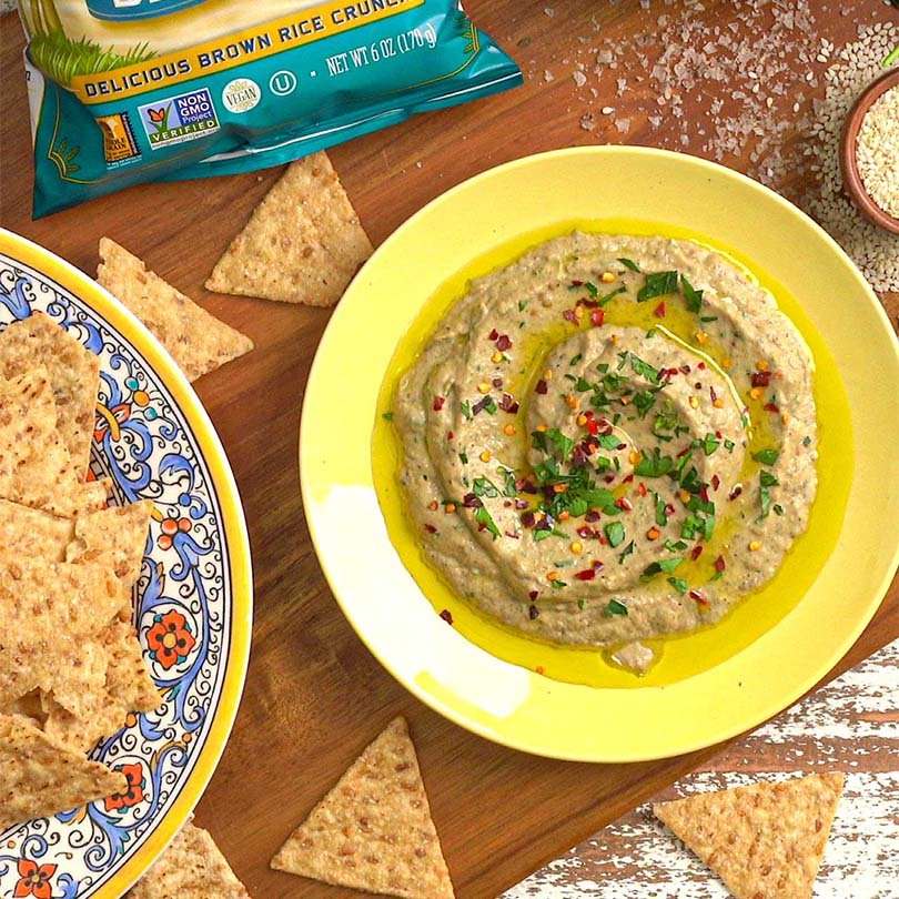 Baba Ghanoush with Rice Chips