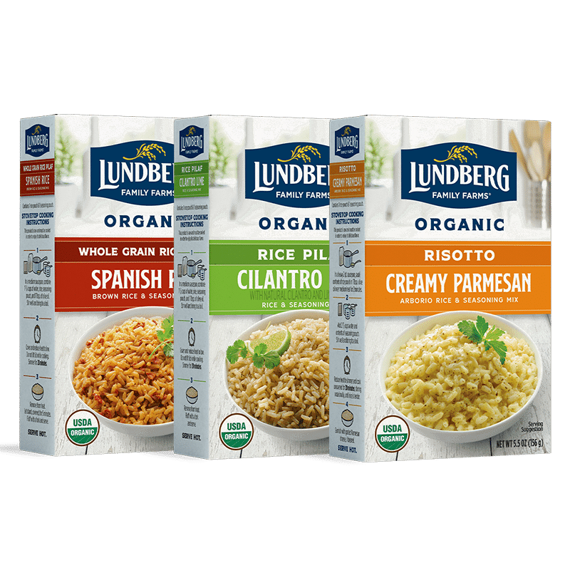 Boxes of Lundberg rice side dishes