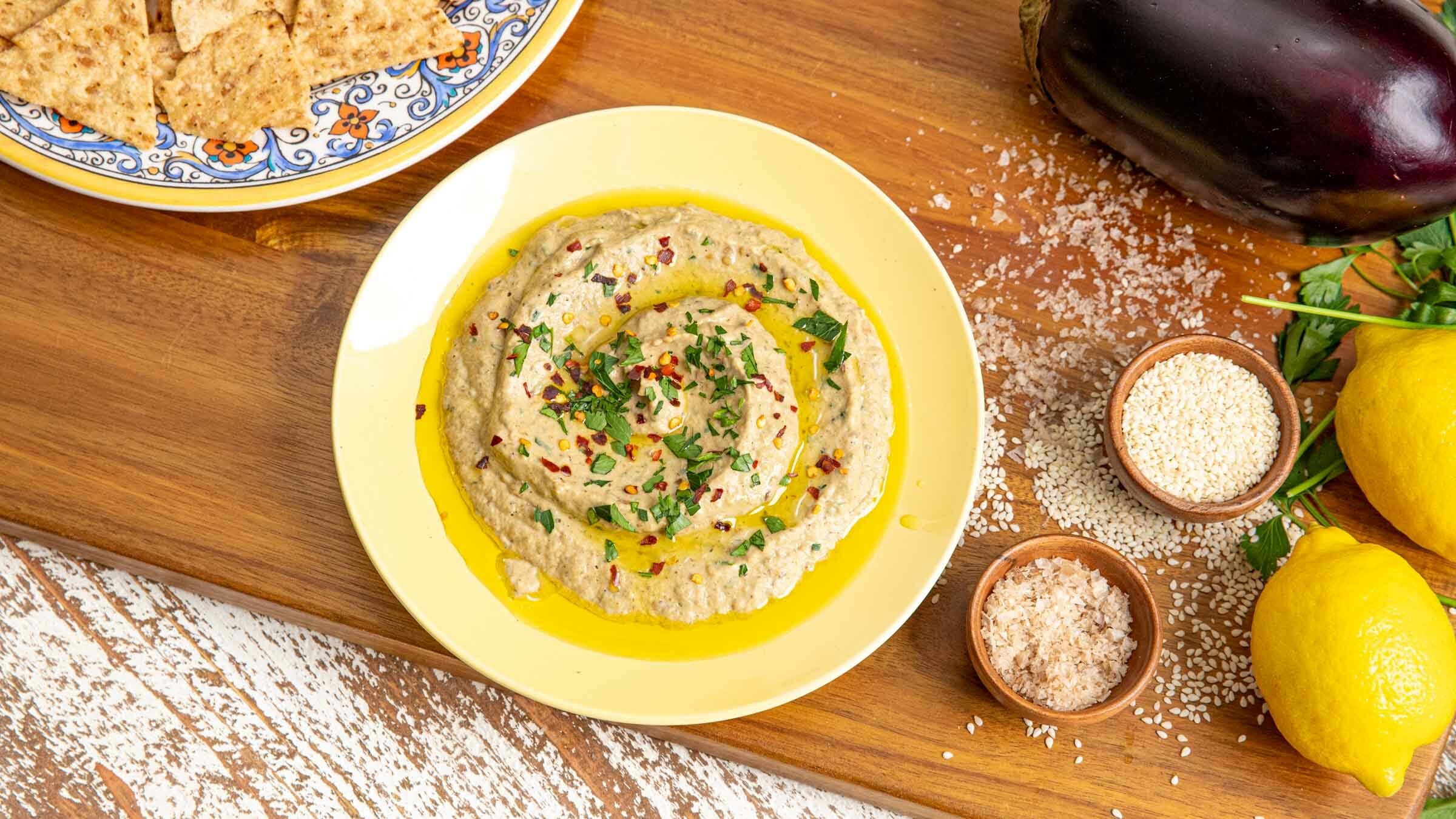 Baba Ghanoush with Rice Chips