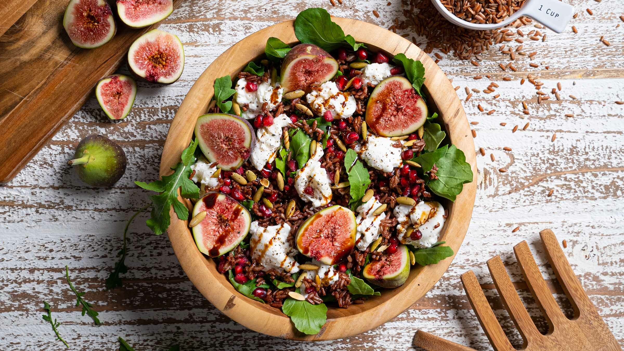 Fig Burrata Salad with Red Rice