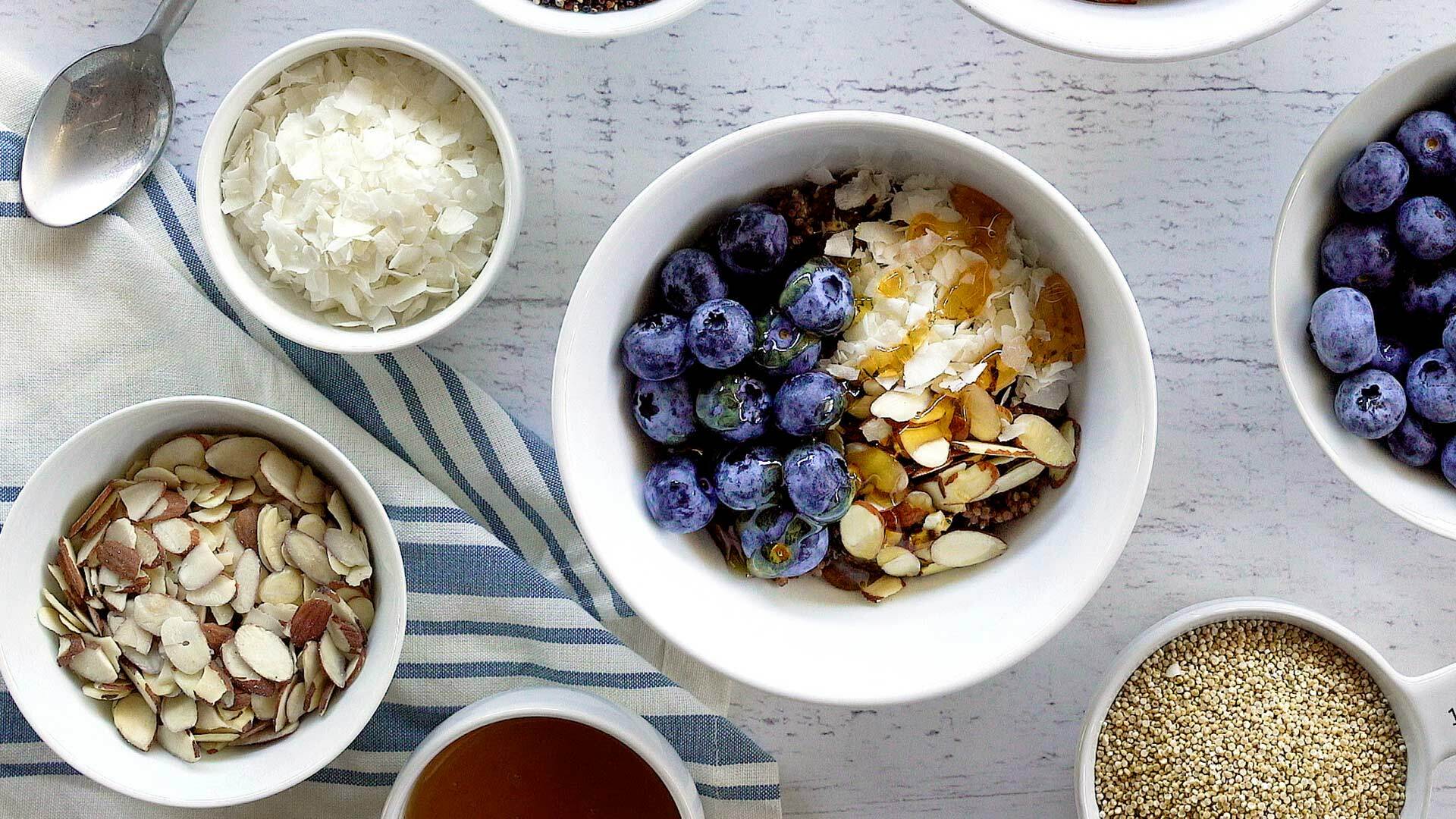 Black Cherry & Blueberry Quinoa Breakfast Bowl