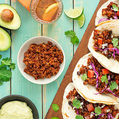 Red Rice Meatless Tacos 