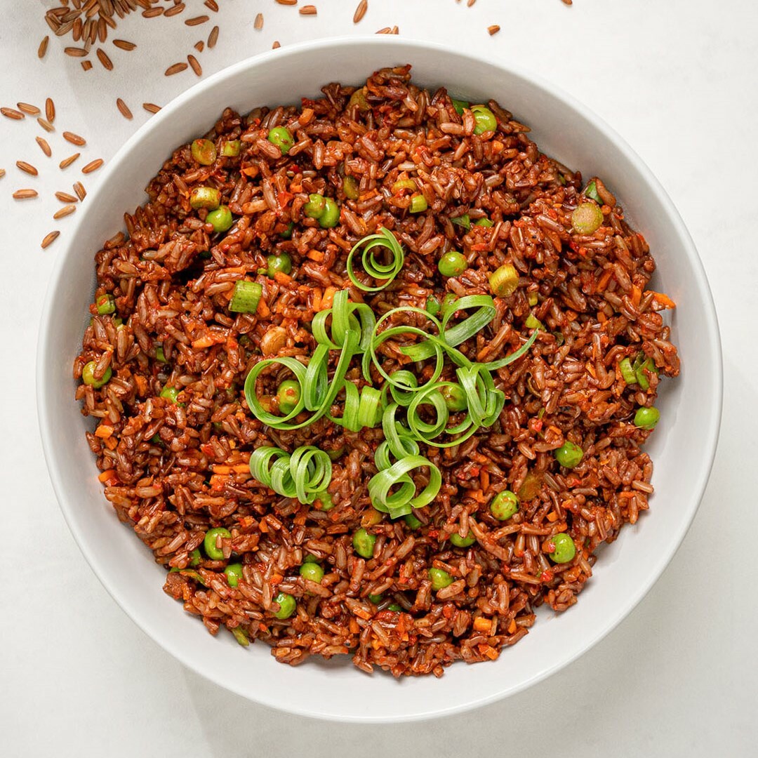 Red Jasmine and Ginger Pilaf made with Lundberg Organic California Red Jasmine Rice