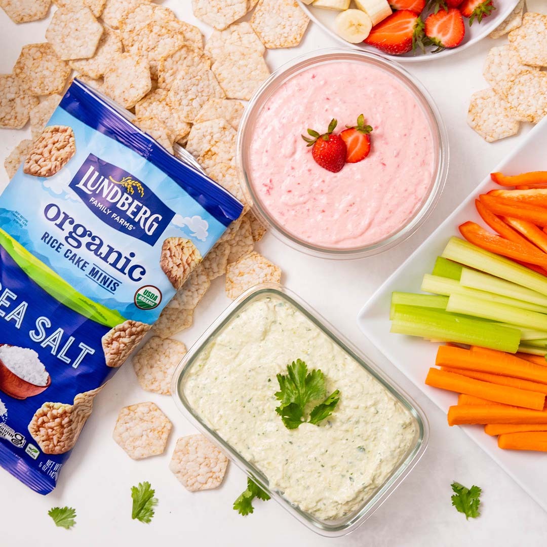 Sweet and Savory Dips with Rice Cake Minis